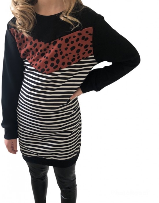 Leopard striped jurk
