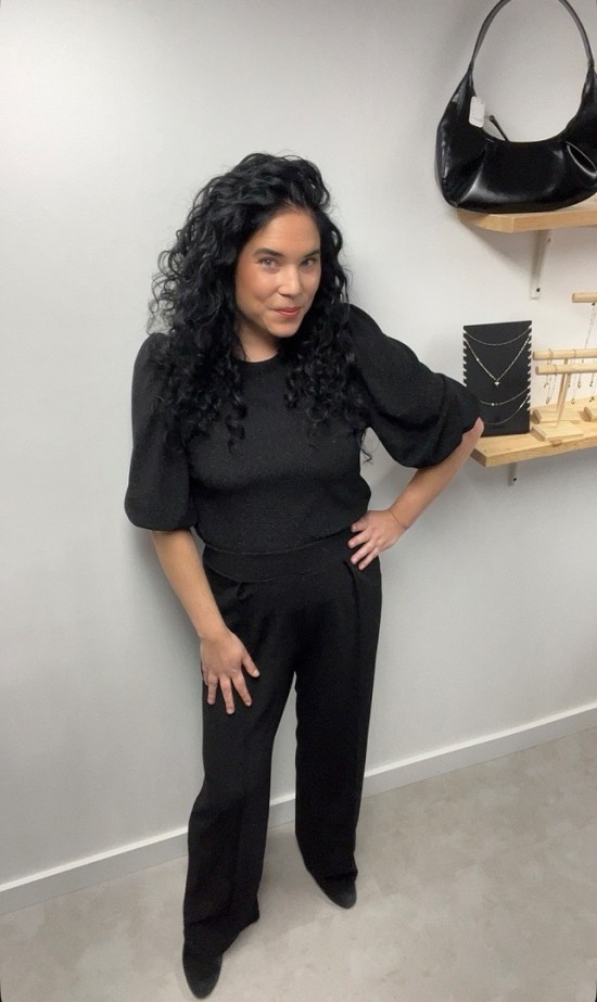 Wauw glitter top ballonmouw zwart