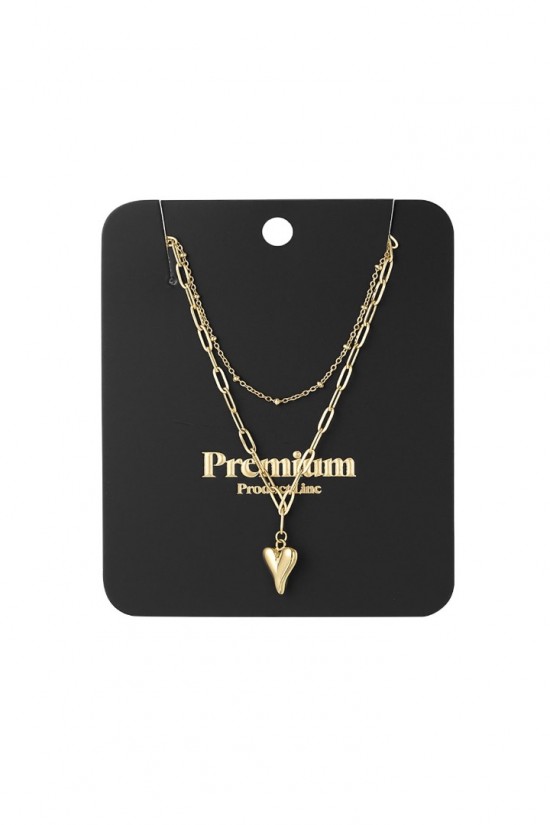 Ketting tweelaags hart goud
