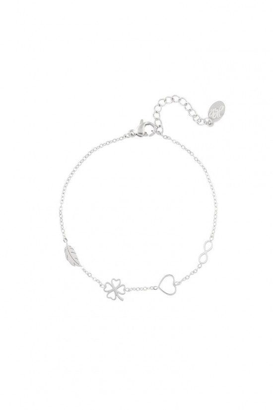 Armband vier bedels zilver