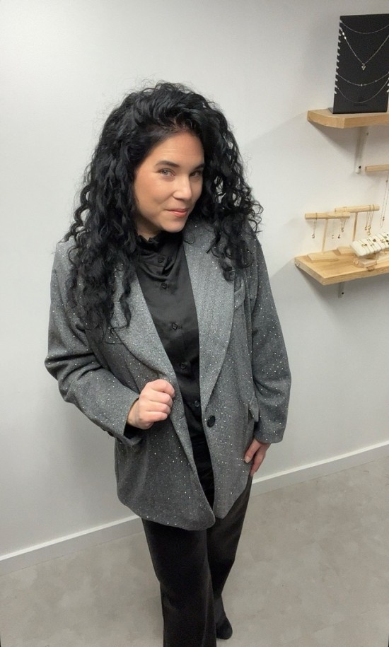 Glitter blazer antraciet