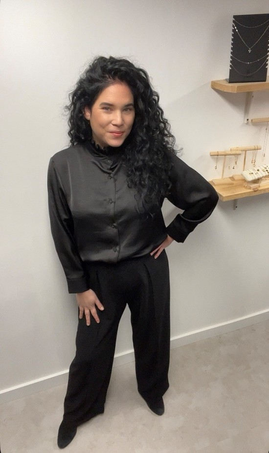 Blouse opstaande kraag zwart