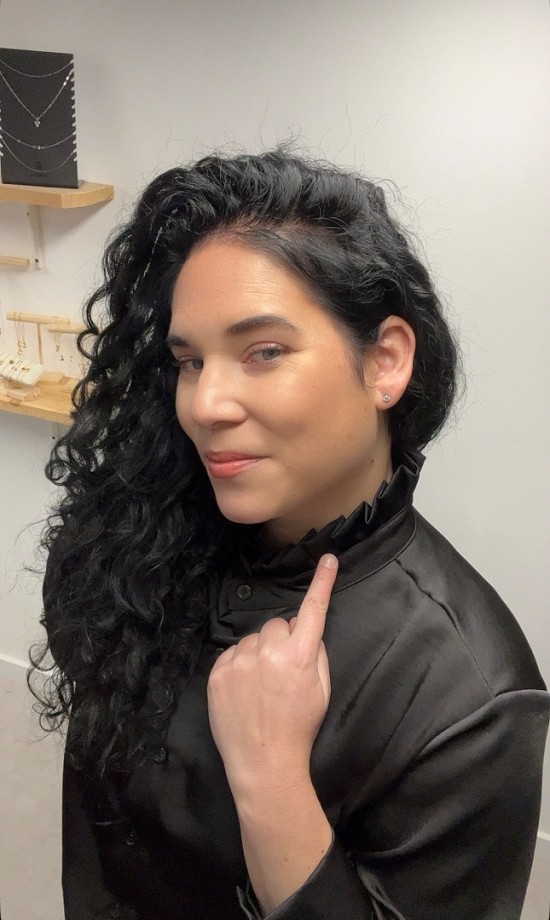 Blouse opstaande kraag zwart