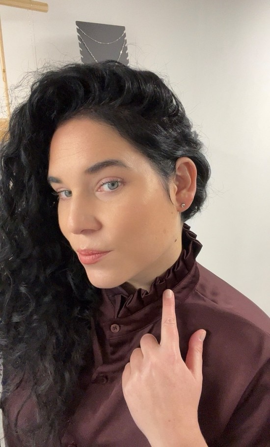 Blouse opstaande kraag bordeaux