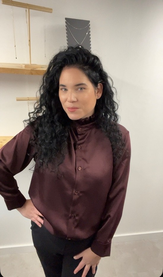 Blouse opstaande kraag bordeaux