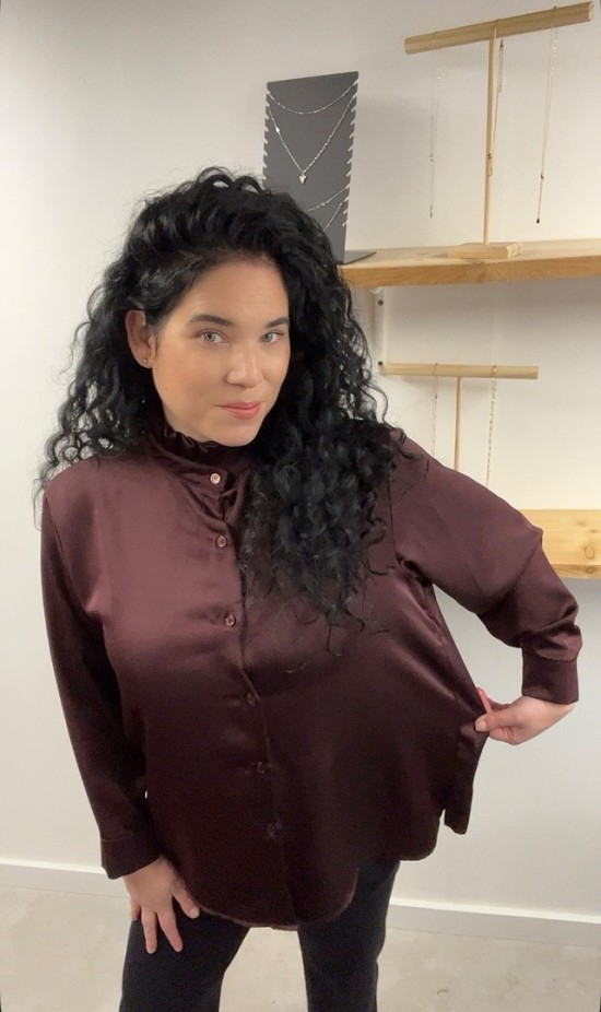 Blouse opstaande kraag bordeaux
