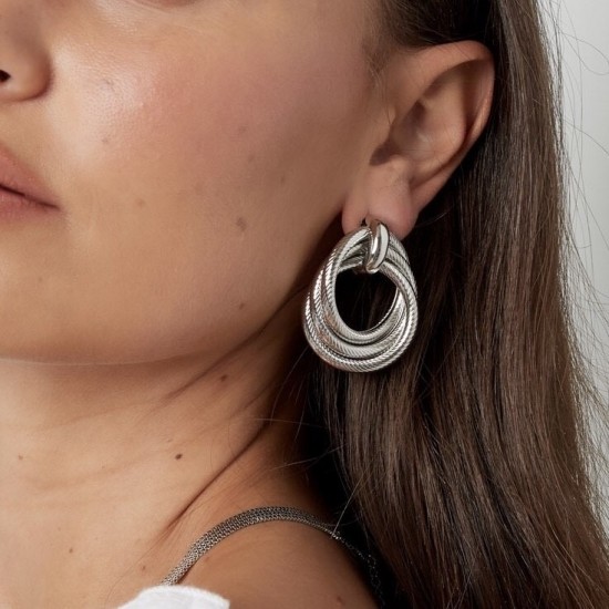 Oorbellen statement print zilver