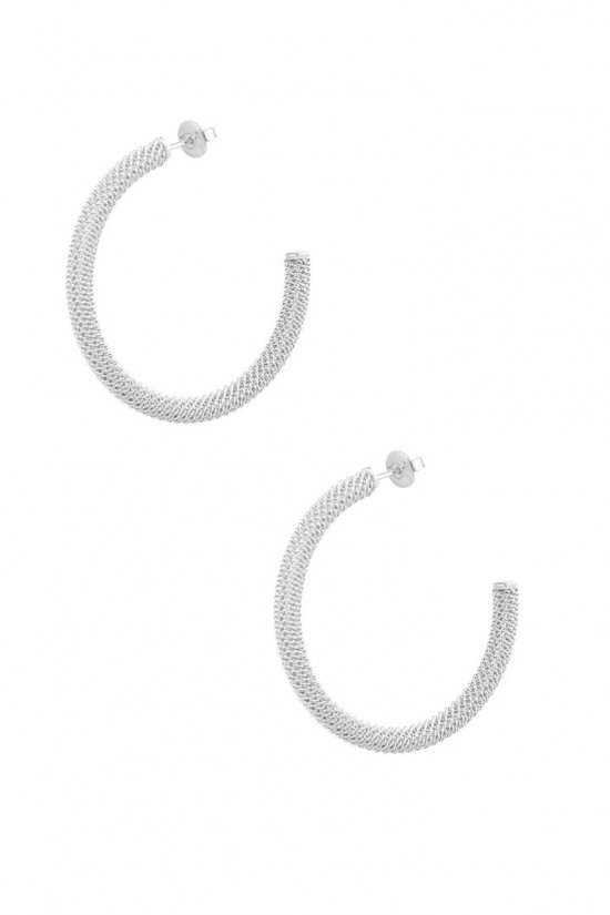 Oorbellen rond print zilver 4 cm