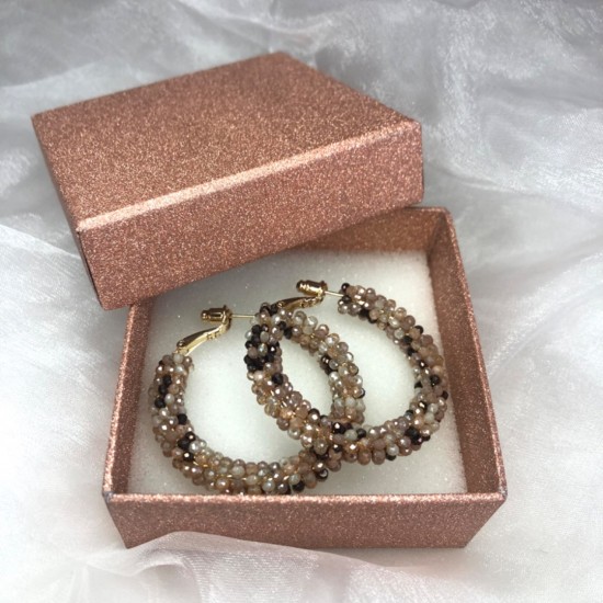 Oorbellen glaskralen beige