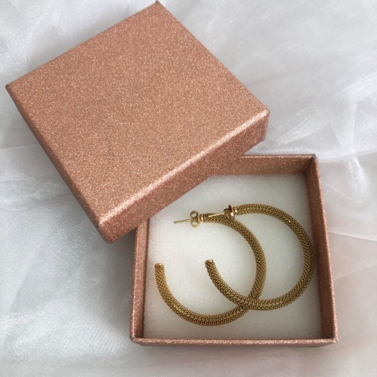 Oorbellen rond print goud 4 cm