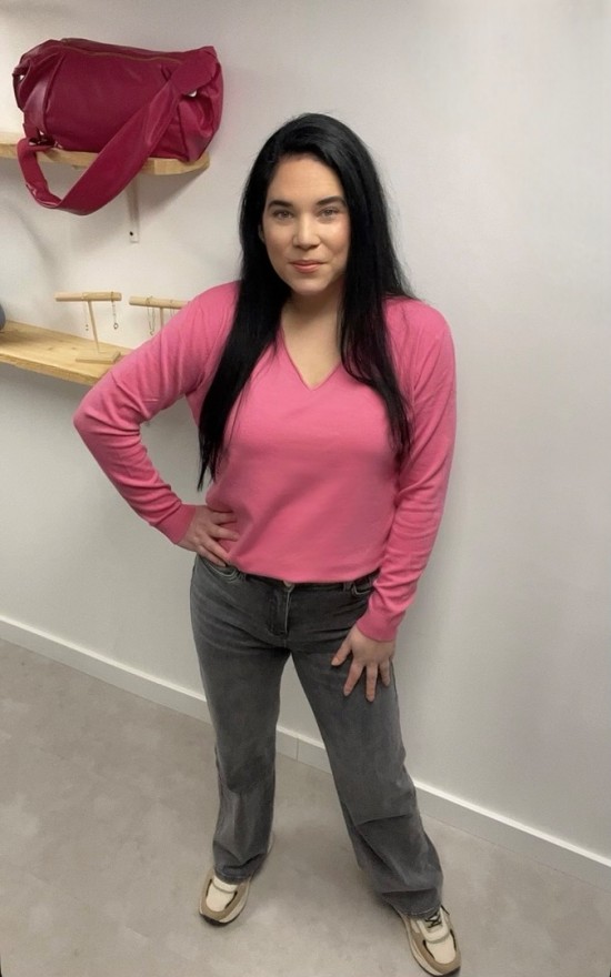 Trui roze v-hals
