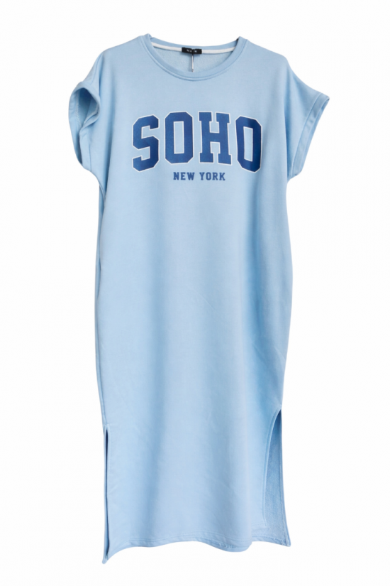 Wauw Soho t-shirt jurk licht blauw