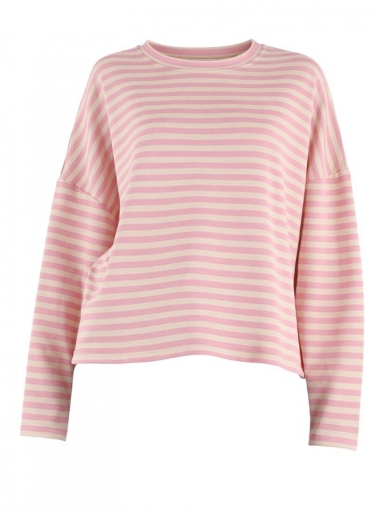 Longsleeve roze beige gestreept