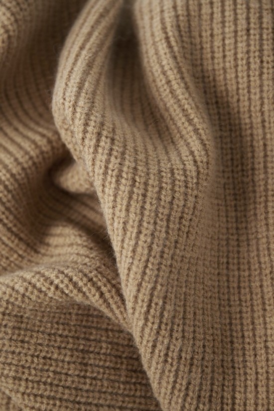 Knitted midi jurk camel