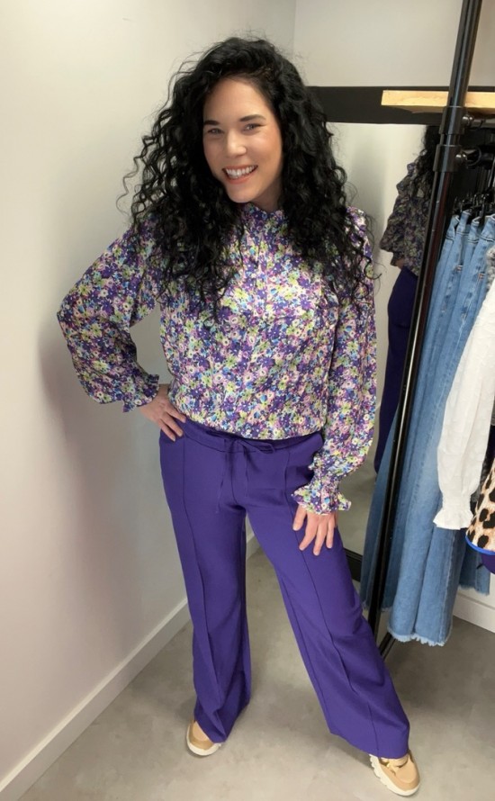 Azzurro blouse bloemenprint paars