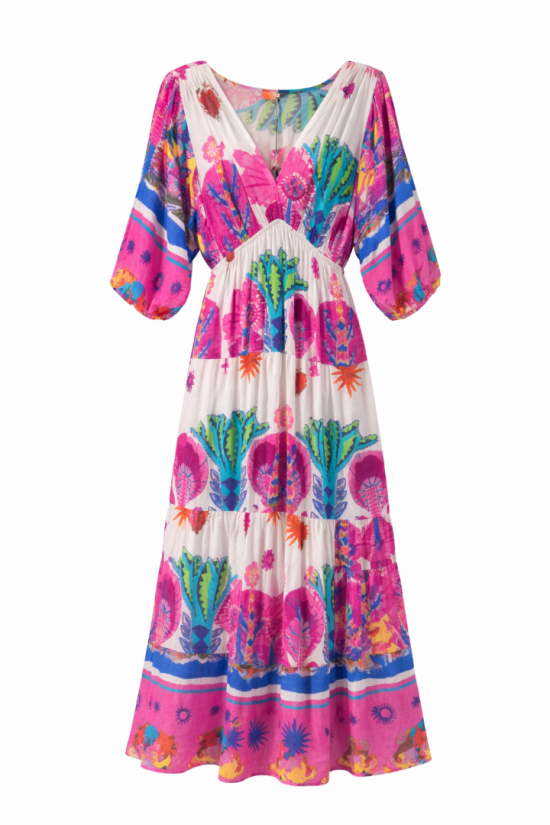 Wauw midi jurk multi color print