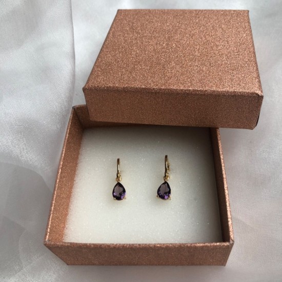 Oorbellen zirkonia paars goud