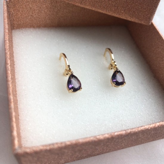 Oorbellen zirkonia paars goud