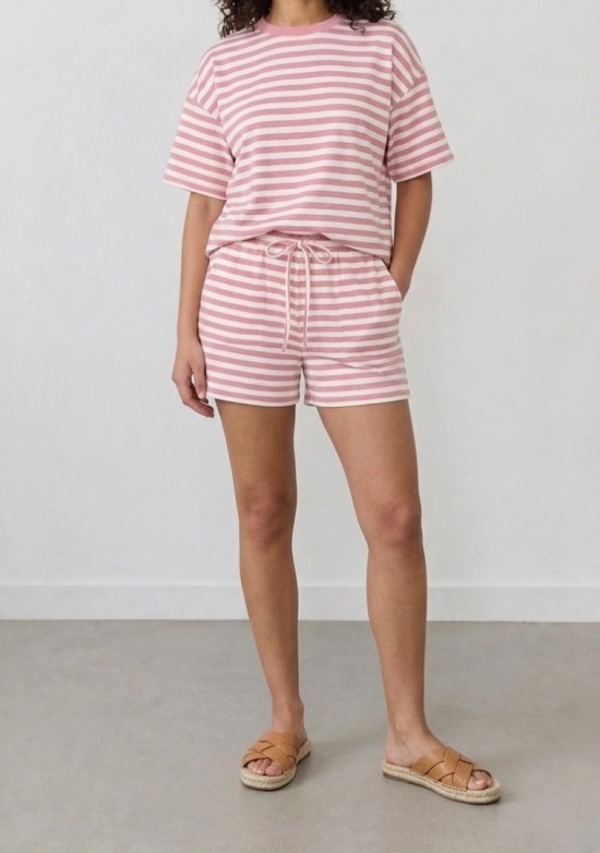 Set roze wit gestreept