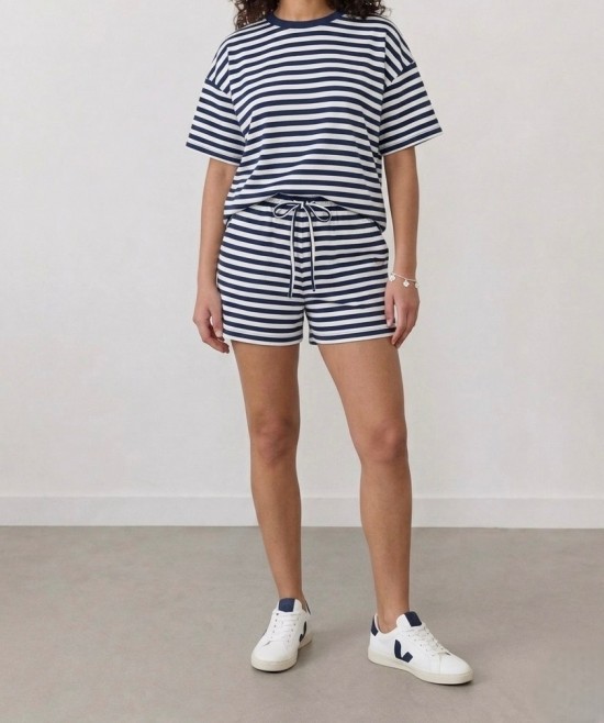 Set donkerblauw wit gestreept