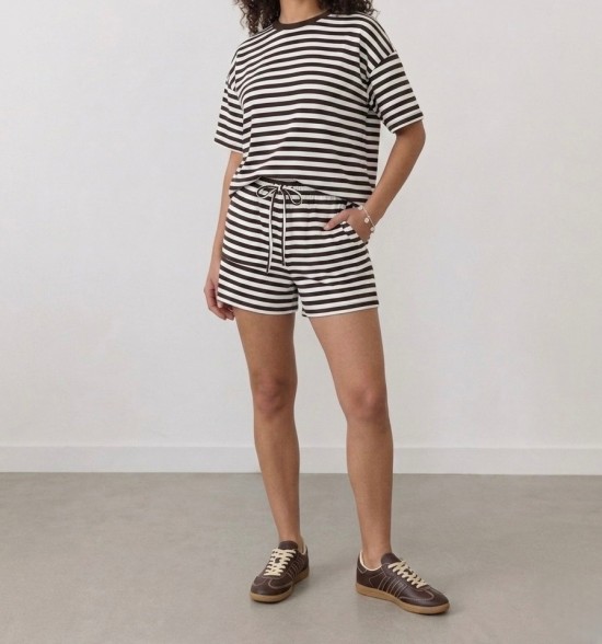 Set donkerbruin wit gestreept