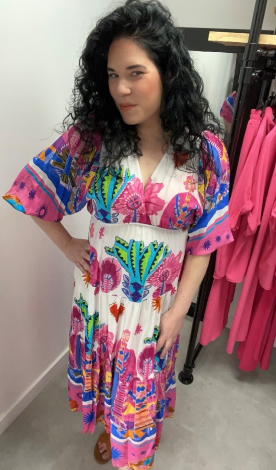 Wauw midi jurk multi color print