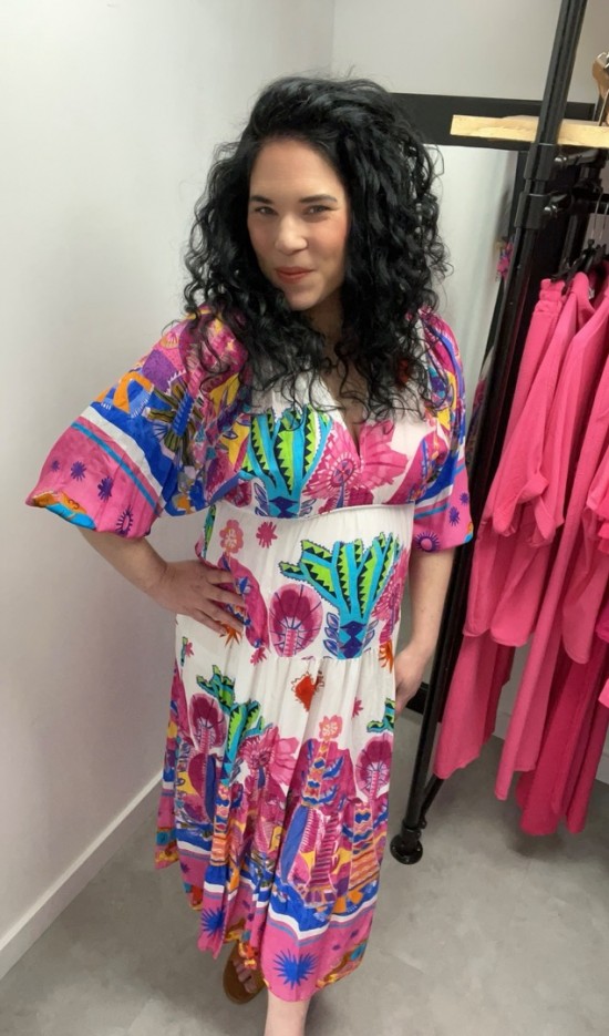 Wauw midi jurk multi color print