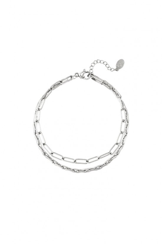 Armband dubbel schakel zilver
