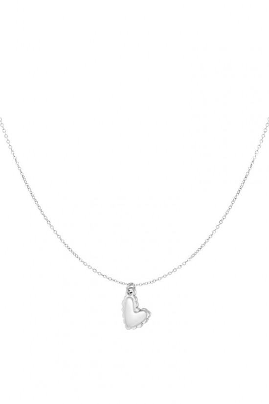 Ketting omrand hart zilver