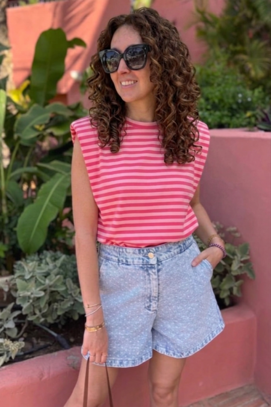 Azzurro gestreepte top roze