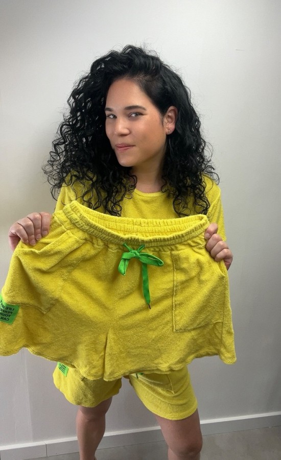 2 delig badstof set geel