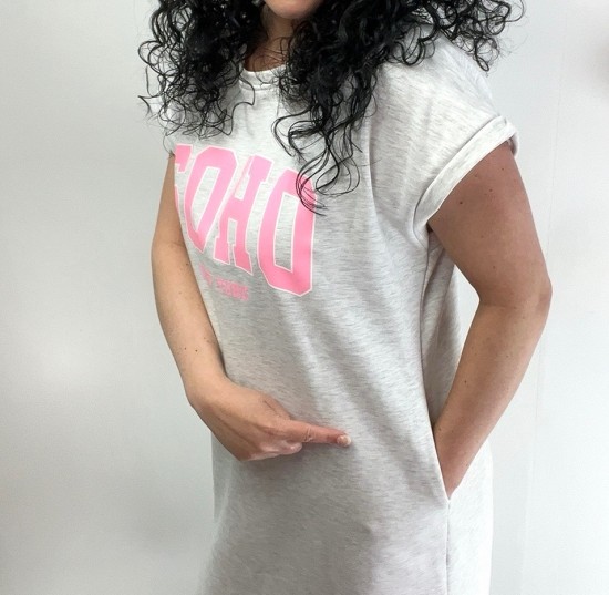 Wauw Soho t-shirt jurk grijs