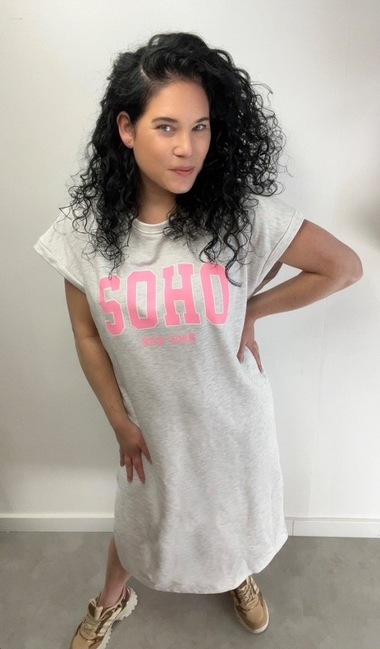 Wauw Soho t-shirt jurk grijs