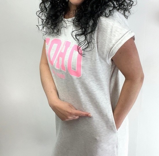 Wauw Soho t-shirt jurk grijs