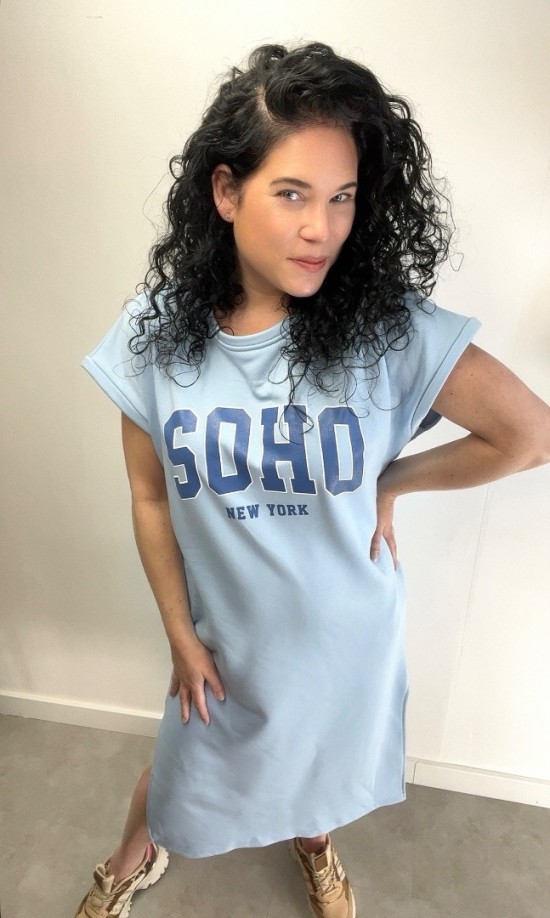 Wauw Soho t-shirt jurk licht blauw