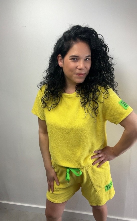 2 delig badstof set geel