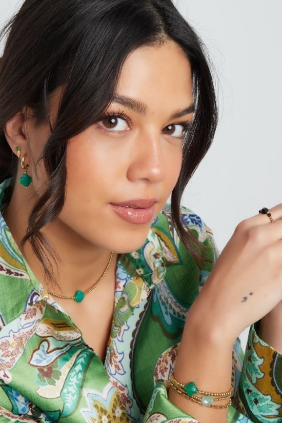 Oorringen klaver groen goud