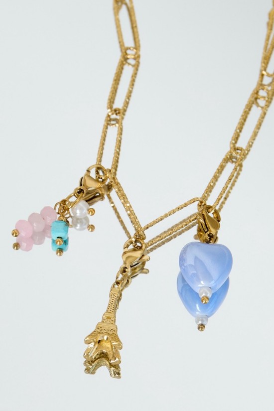 Bedel steen roze wit blauw