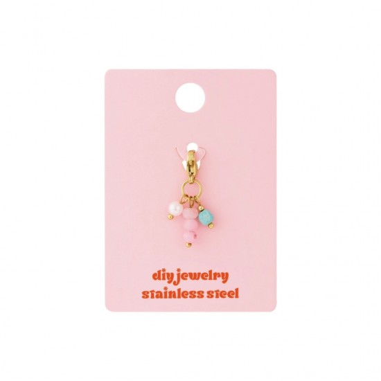 Bedel steen roze wit blauw