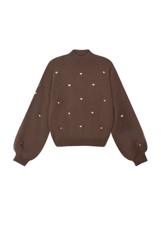 Trui hartjes bruin