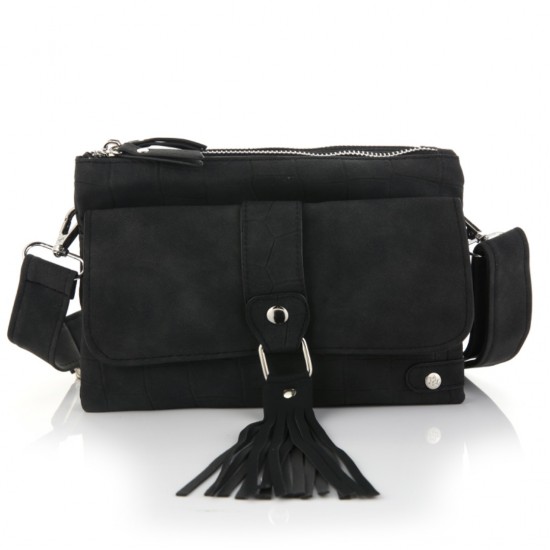 Crossbody tas zwart kwast