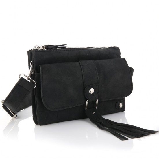 Crossbody tas zwart kwast