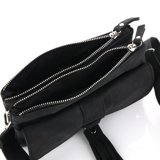 Crossbody tas zwart kwast