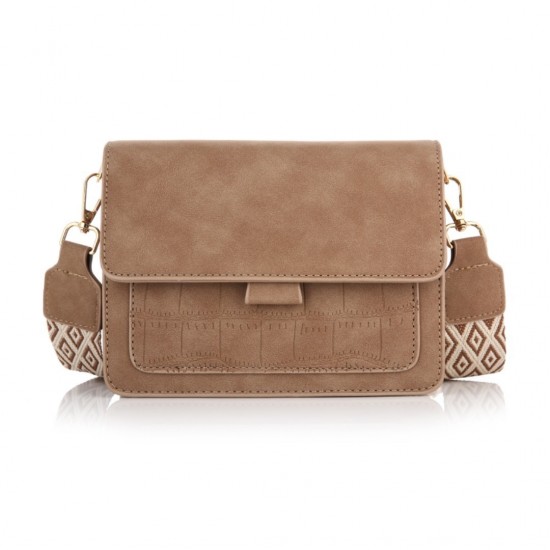 Crossbody tas Taupe + luxe schouderband
