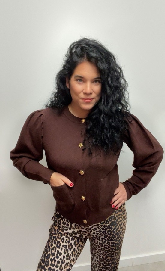 Vest bloemenknoop bruin