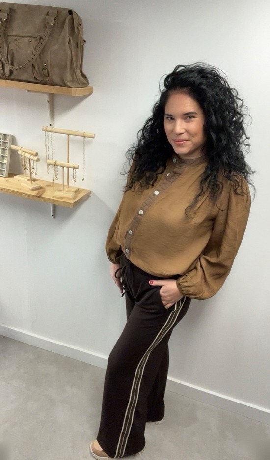 Wauw broek gestreept donkerbruin