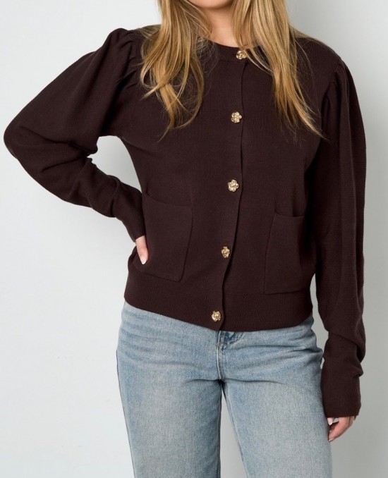 Vest bloemenknoop bruin