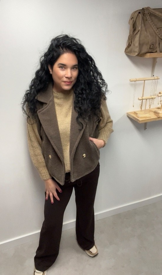 Gilet met kraag bruin