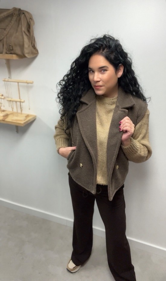 Gilet met kraag bruin