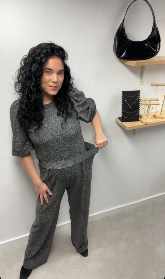 Wauw glitter broek grijs